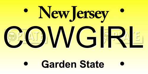 COWGIRL New Jersey License Plate