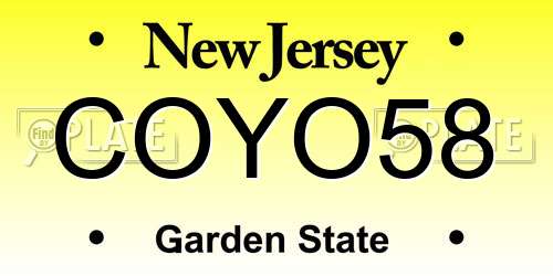COYO58 New Jersey License Plate