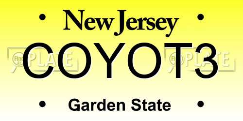 COYOT3 New Jersey License Plate
