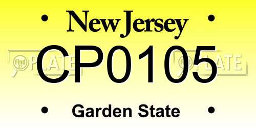 CP0105 New Jersey License Plate