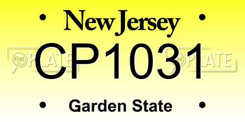 CP1031 New Jersey License Plate