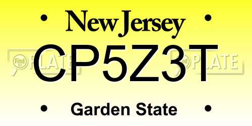 CP5Z3T New Jersey License Plate