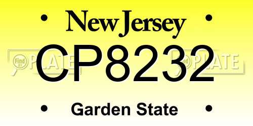 CP8232 New Jersey License Plate