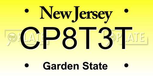CP8T3T New Jersey License Plate