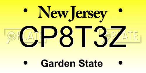 CP8T3Z New Jersey License Plate