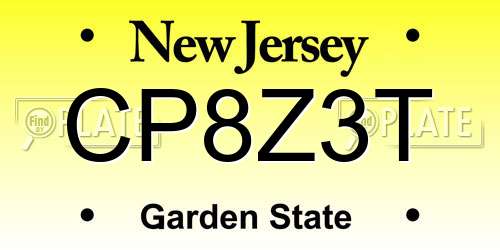 CP8Z3T New Jersey License Plate