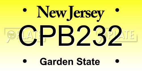 CPB232 New Jersey License Plate