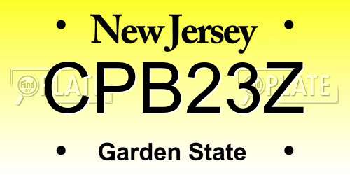 CPB23Z New Jersey License Plate