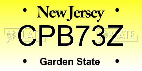 CPB73Z New Jersey License Plate