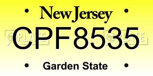 CPF8535 New Jersey License Plate