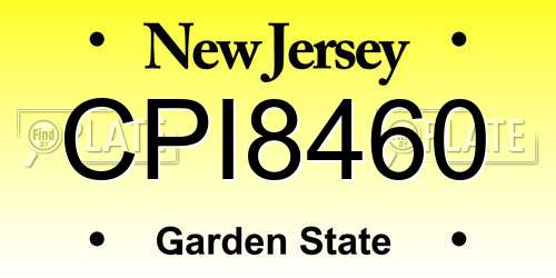 CPI8460 New Jersey License Plate