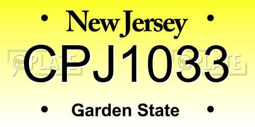 CPJ1033 New Jersey License Plate
