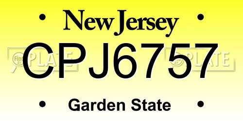 CPJ6757 New Jersey License Plate