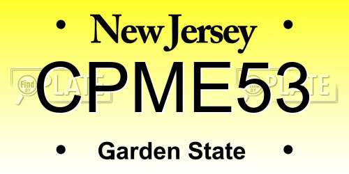 CPME53 New Jersey License Plate
