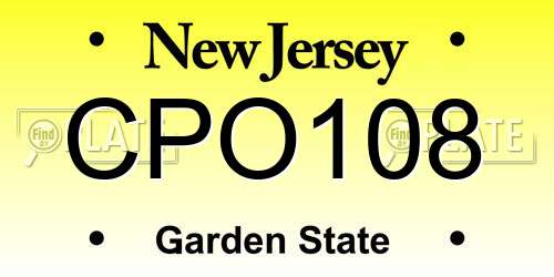 CPO108 New Jersey License Plate
