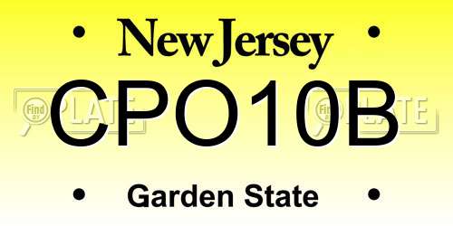 CPO10B New Jersey License Plate