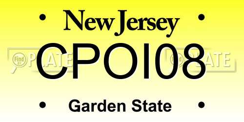 CPOI08 New Jersey License Plate