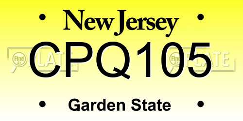 CPQ105 New Jersey License Plate