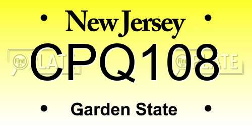 CPQ108 New Jersey License Plate