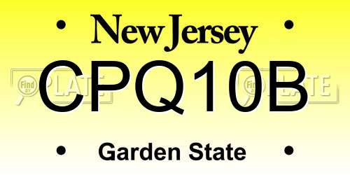 CPQ10B New Jersey License Plate