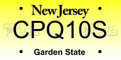 CPQ10S New Jersey License Plate