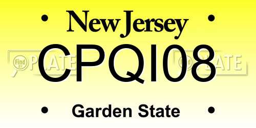 CPQI08 New Jersey License Plate