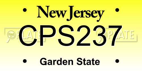CPS237 New Jersey License Plate