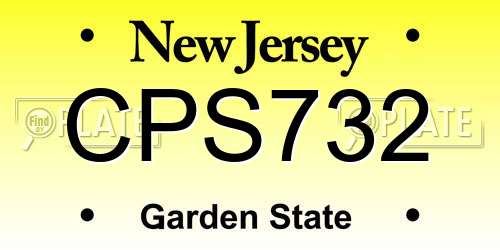 CPS732 New Jersey License Plate