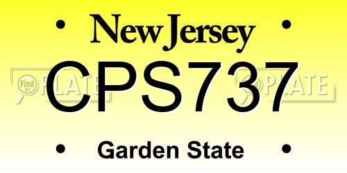 CPS737 New Jersey License Plate