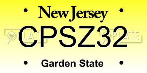 CPSZ32 New Jersey License Plate