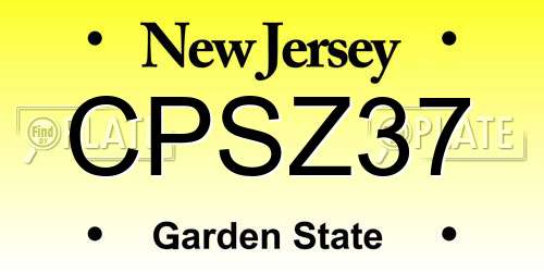 CPSZ37 New Jersey License Plate