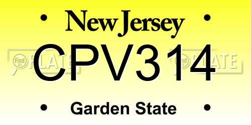 CPV314 New Jersey License Plate