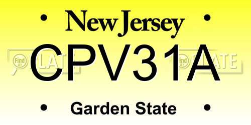 CPV31A New Jersey License Plate