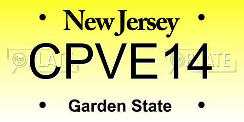 CPVE14 New Jersey License Plate