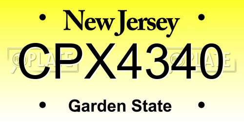 CPX4340 New Jersey License Plate
