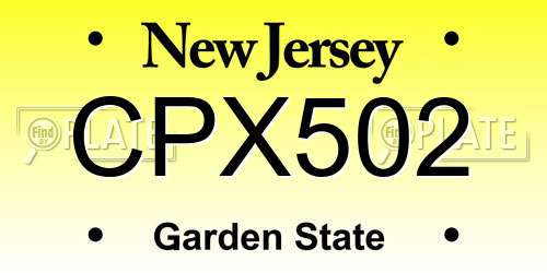 CPX502 New Jersey License Plate