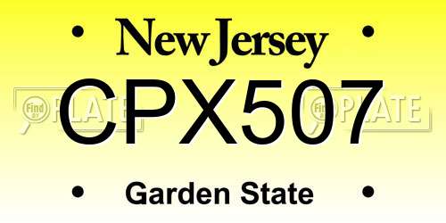 CPX507 New Jersey License Plate