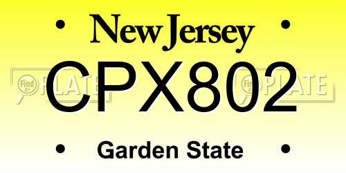 CPX802 New Jersey License Plate