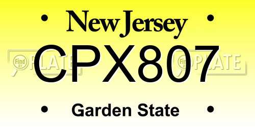 CPX807 New Jersey License Plate