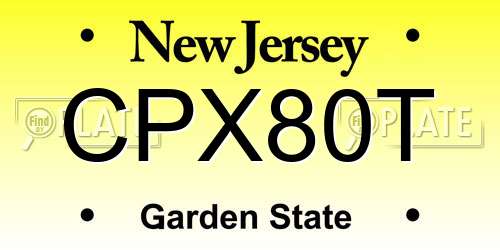 CPX80T New Jersey License Plate