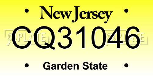CQ31046 New Jersey License Plate