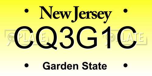CQ3G1C New Jersey License Plate