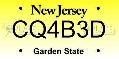 CQ4B3D New Jersey License Plate