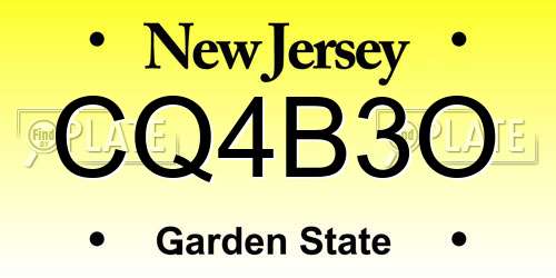 CQ4B3O New Jersey License Plate