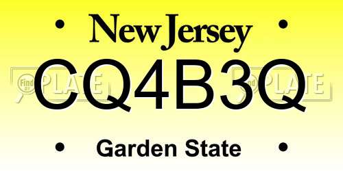 CQ4B3Q New Jersey License Plate