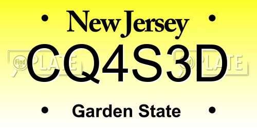 CQ4S3D New Jersey License Plate
