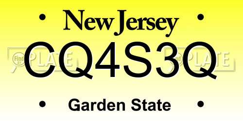 CQ4S3Q New Jersey License Plate