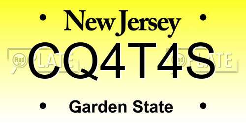 CQ4T4S New Jersey License Plate