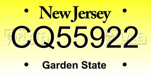 CQ55922 New Jersey License Plate