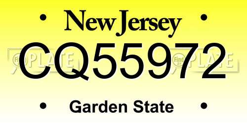 CQ55972 New Jersey License Plate